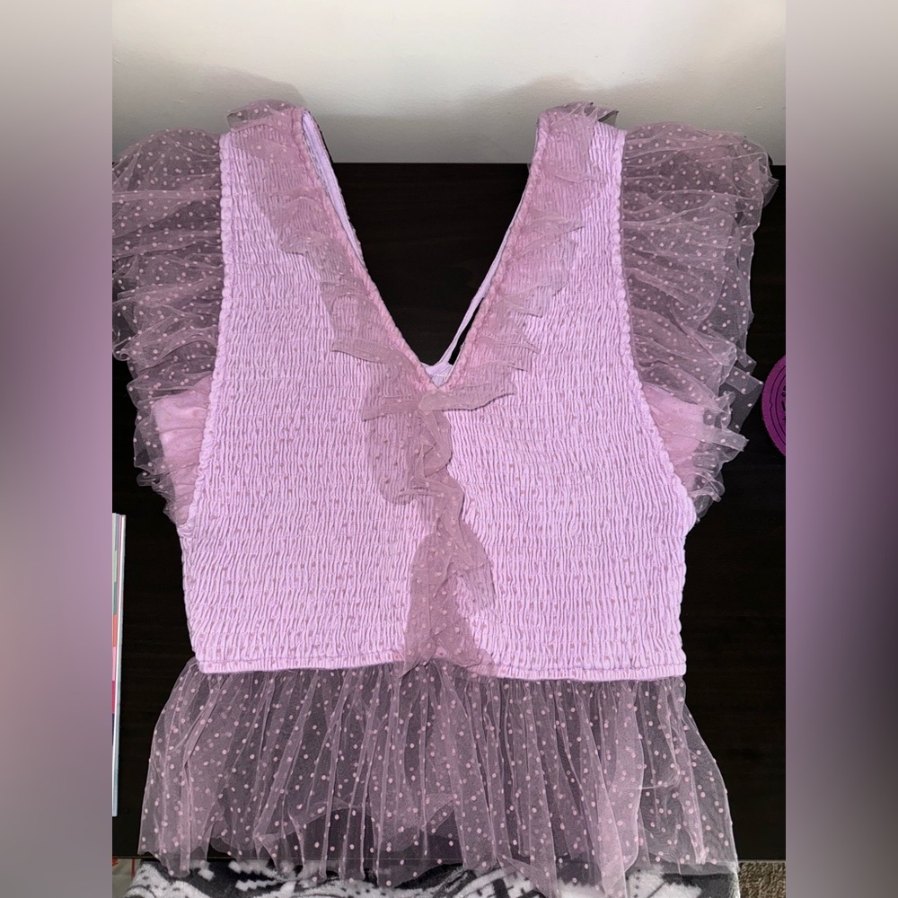 Strut & Bolt Purple Ruffled Shirt